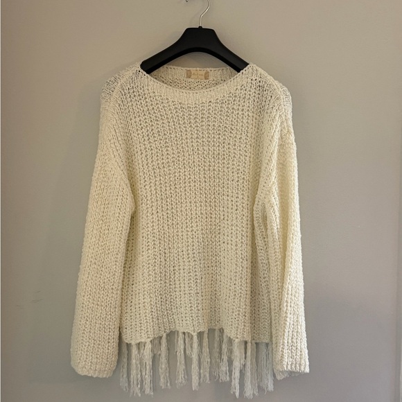 Altar'd State Sweaters - Altar'd State Cream Knitted Fringe Sweater